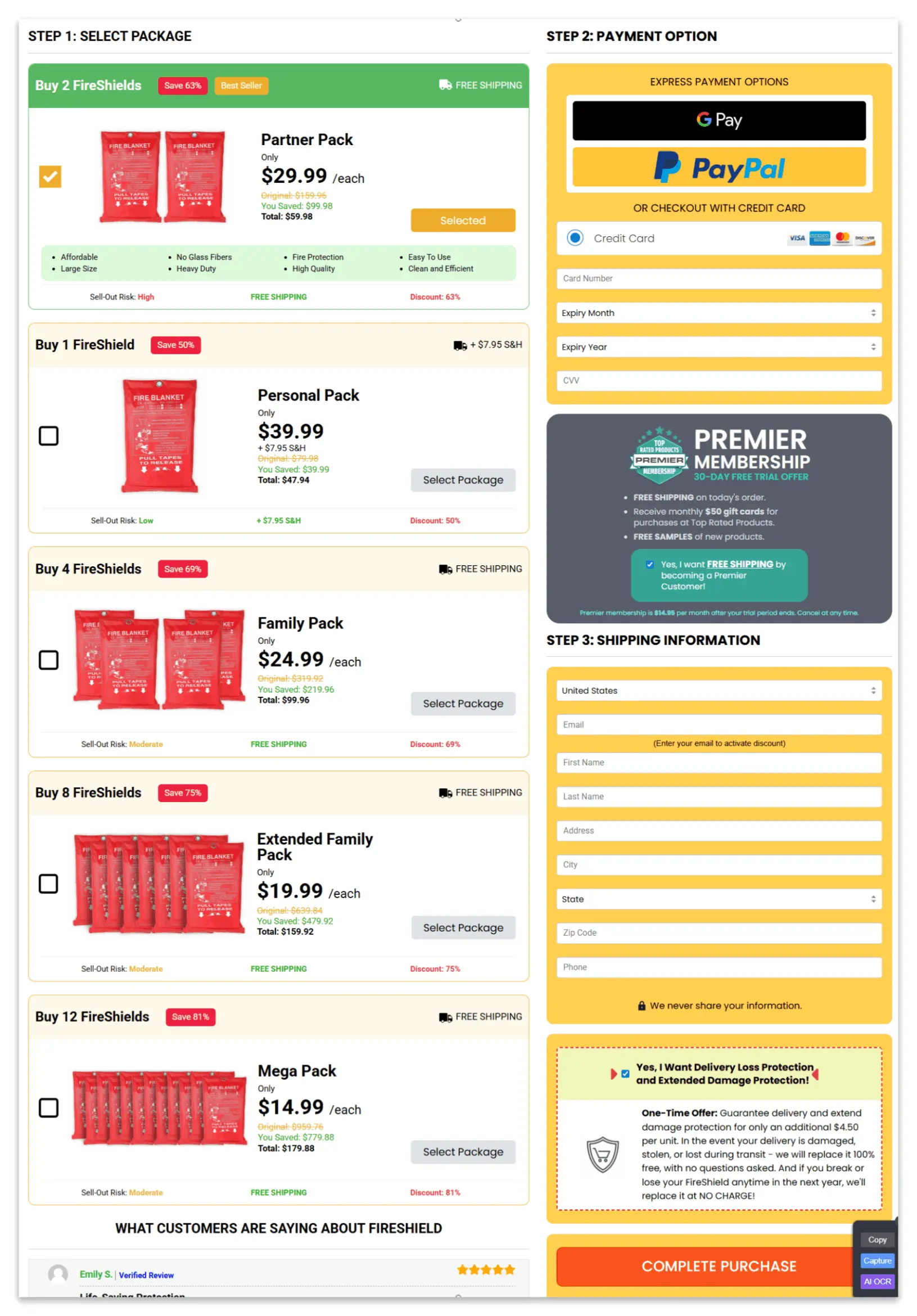 Cobra Fire Blanket checkout page